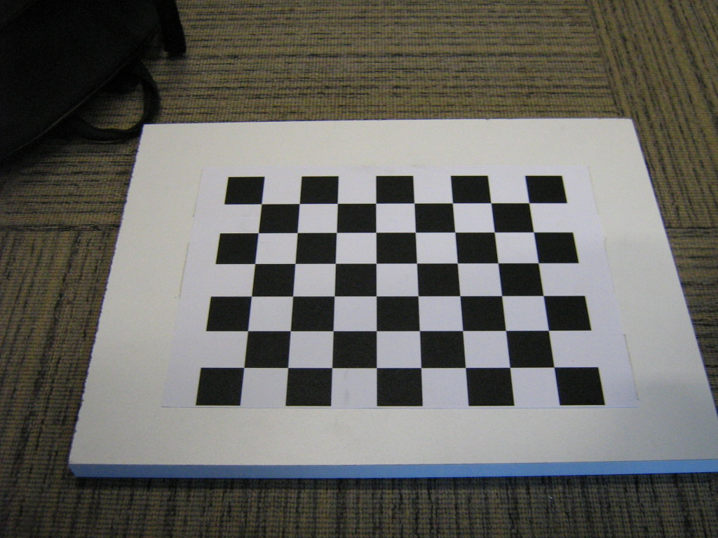 A planar checkerboard pattern defines a 3D world coordinate system, and additionally enables the detection of 3D feature points.